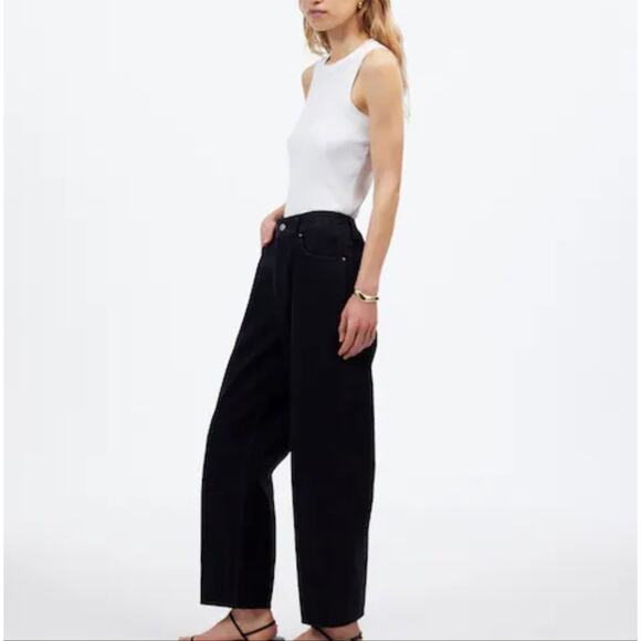 NEW Madewell The Arc-Leg Black Straight Leg Tapered Barrel Denim Jeans - Picture 3 of 14